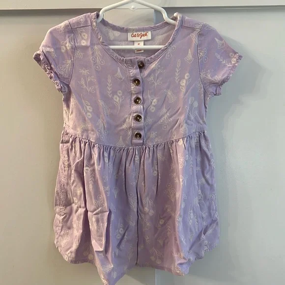 cat and jack purple dress Cat & Jack Girls' Short Eyelet Sleeve Dress - Knit